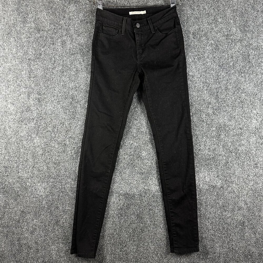 Levis 710 Jeans Womens 26 Super Skinny Black Cotton Stretch Pockets Logo